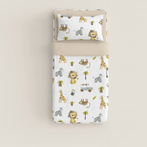 Cool Kids - Saco Nórdico Estampado - Infantil - Con cremallera - Incluye 1 Funda de Almohada - 100% Algodón - Serengeti