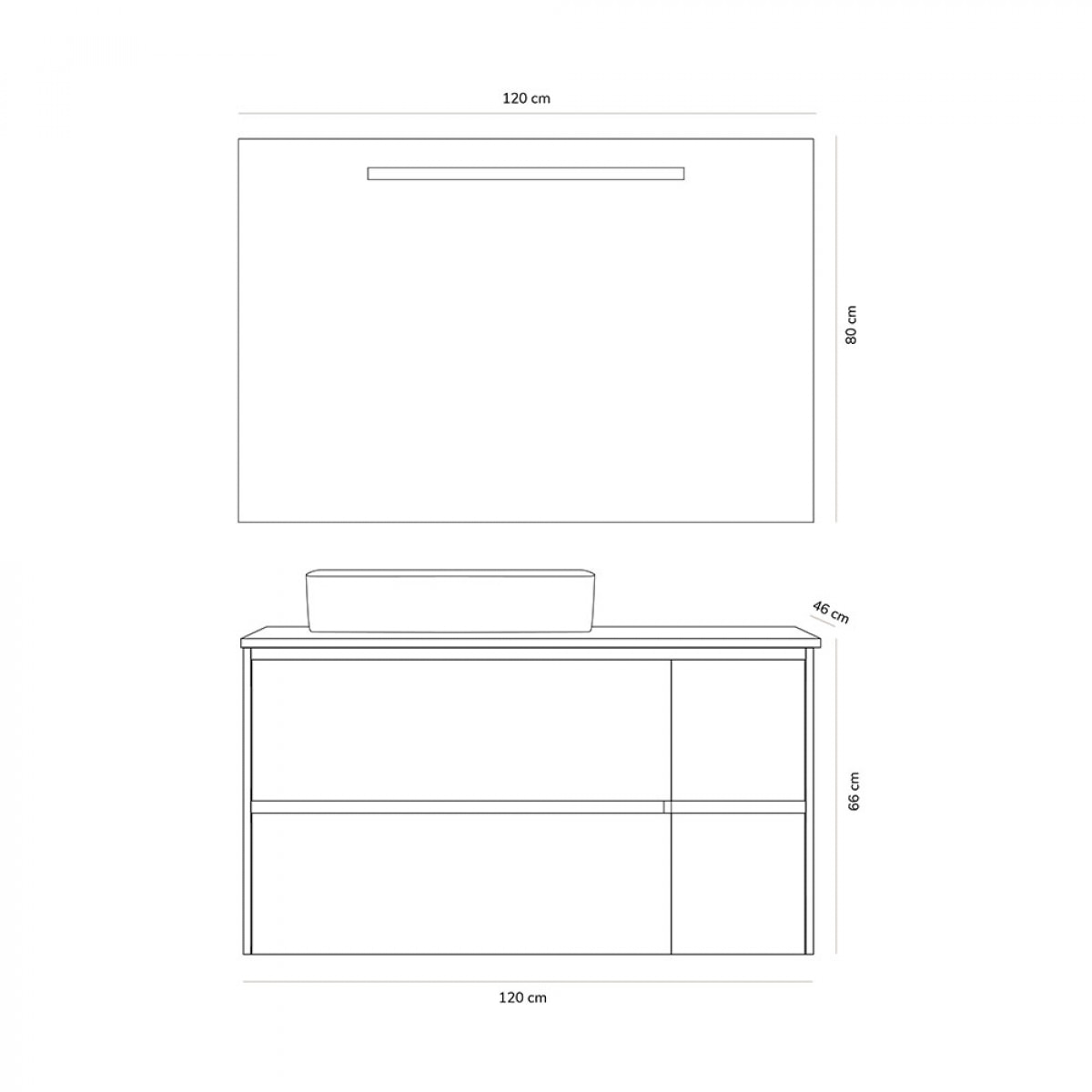 Conjunto mueble de baño JOB TOP Alday, 120cm, Blanco Mate