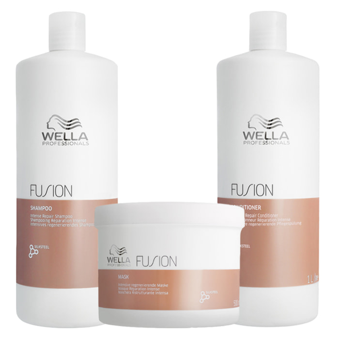 WELLA Kit Fusion Intense Repair Shampoo 1000ml + Mask 500ml+ Conditioner 1000ml