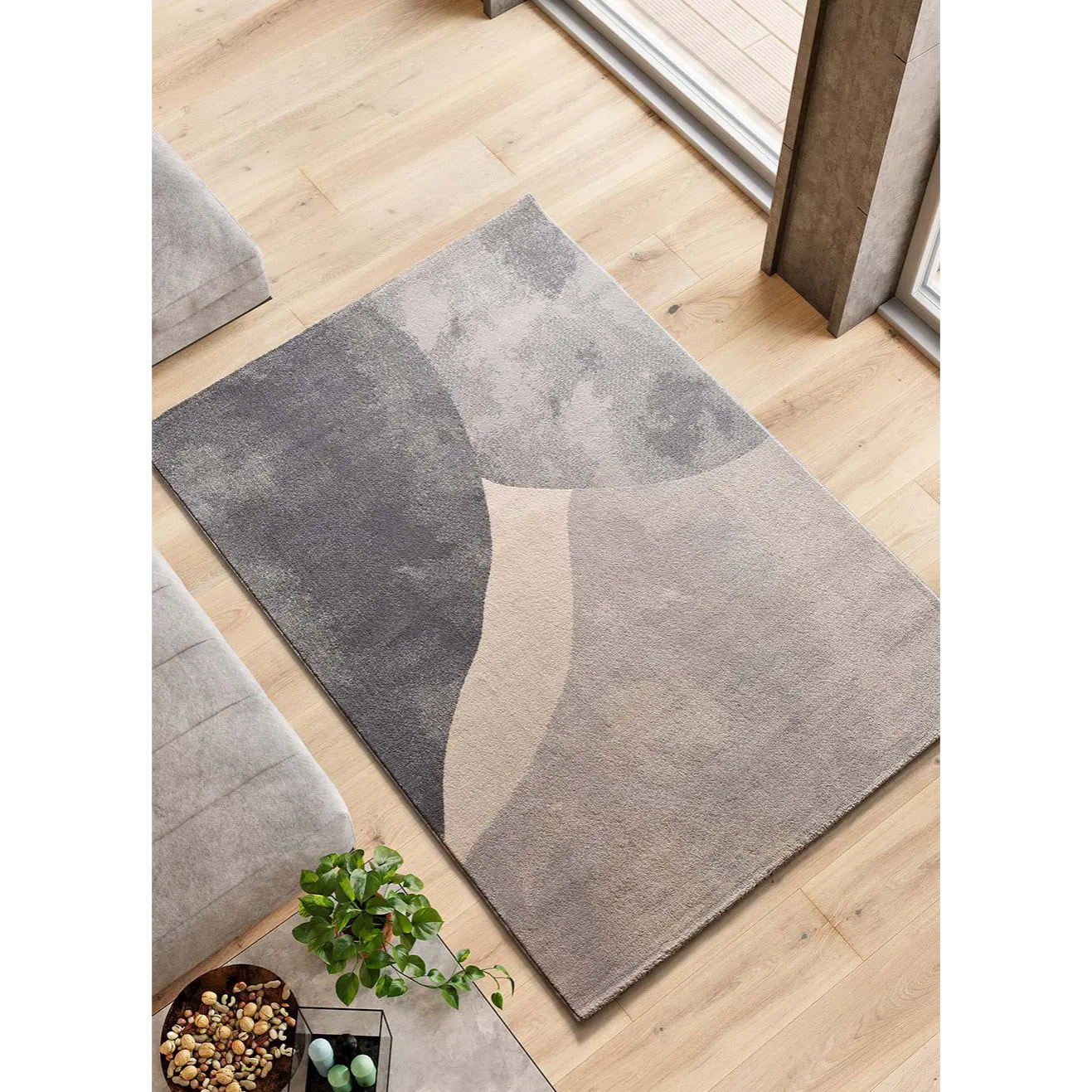MONIC Alfombra con formas orgánicas en gris, varias medidas disponibles.