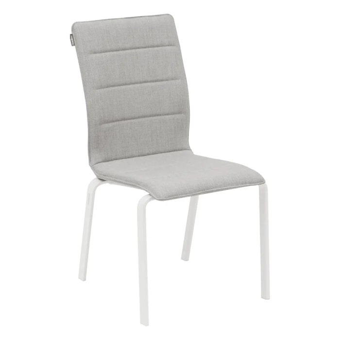 Chaise de jardin empilable "Diese" perle & blanc en aluminium traité époxy