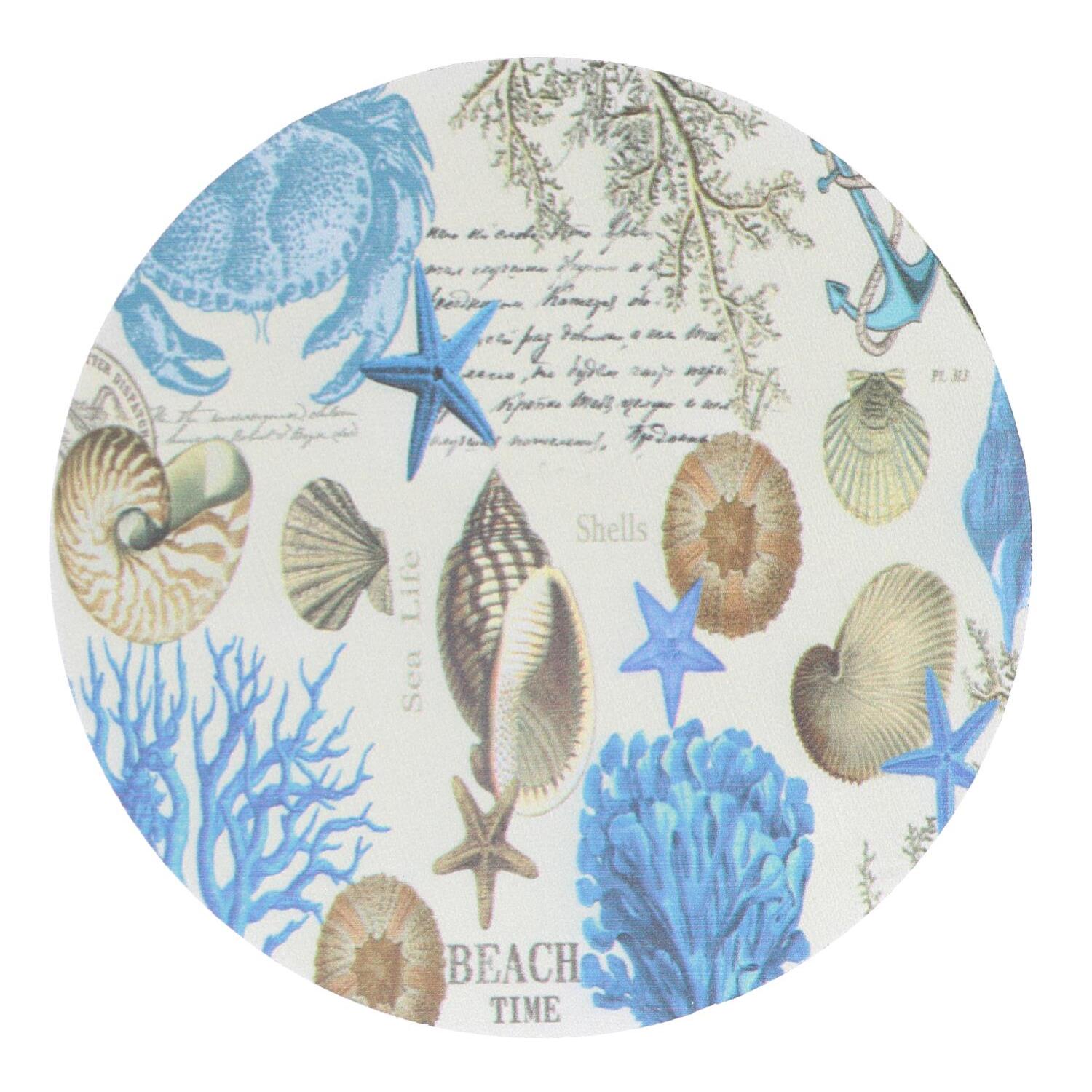 Sottopentola in legno mare confezione da 4 pezzi bianco tondo cmø18h0,5