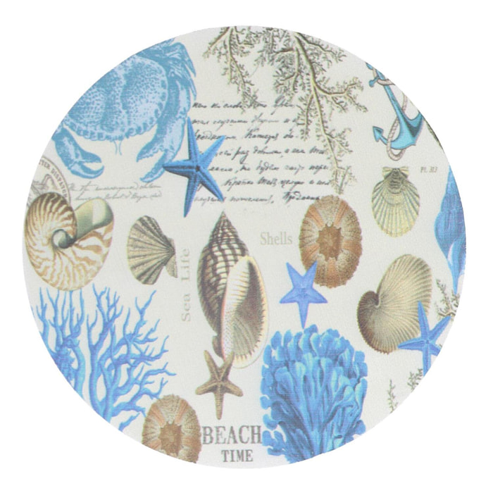 Sottopentola in legno mare confezione da 4 pezzi bianco tondo cmø18h0,5