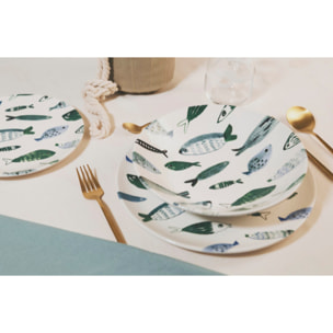 Set 6 piatti fondi Camogli in ceramica sottosmalto