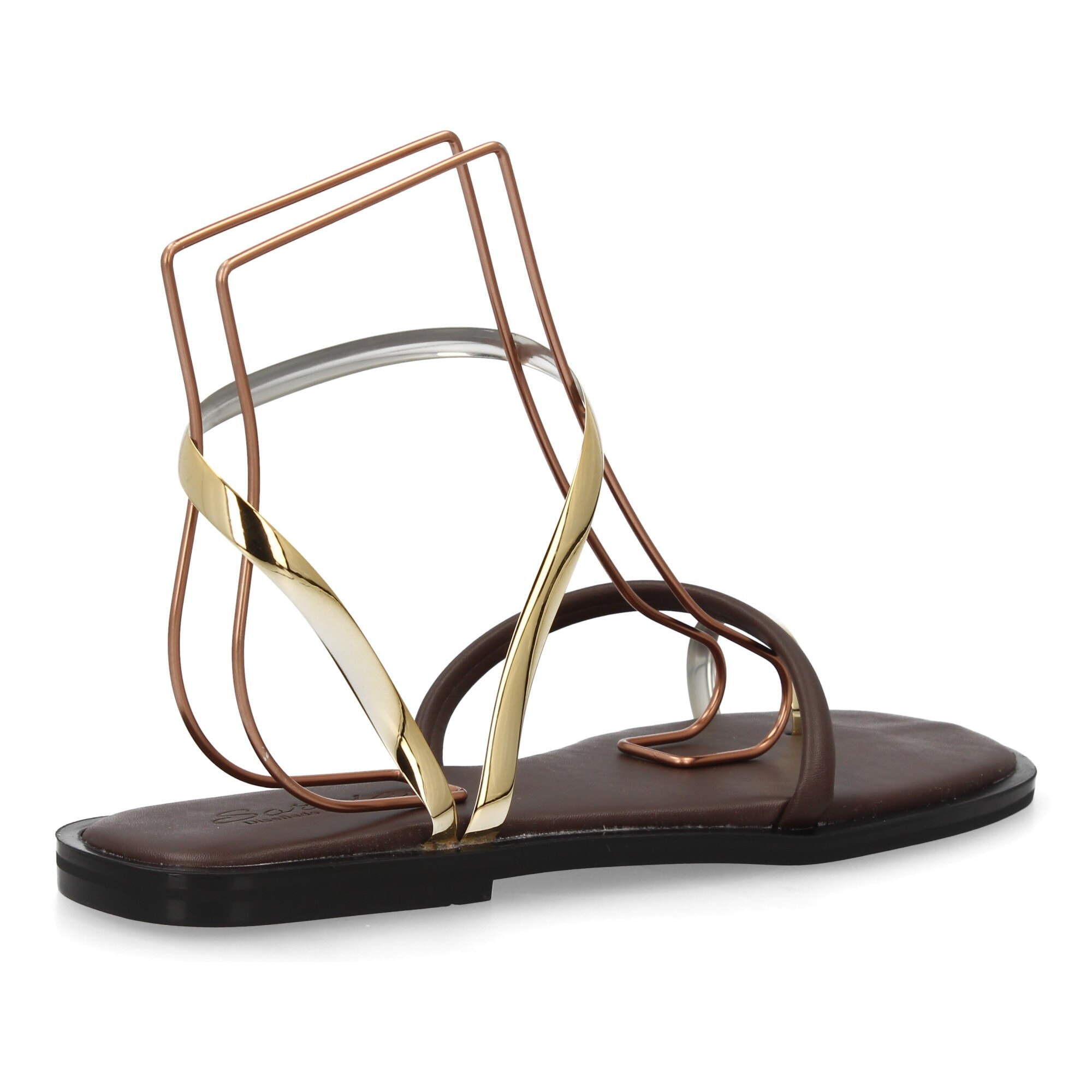 Sandalia plana moderna tiras metálicas