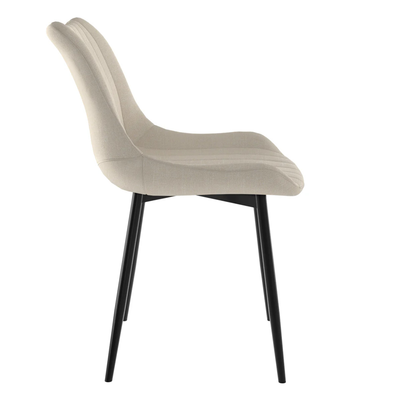 Lot de 2 chaises en tissu beige et métal noir - Killi