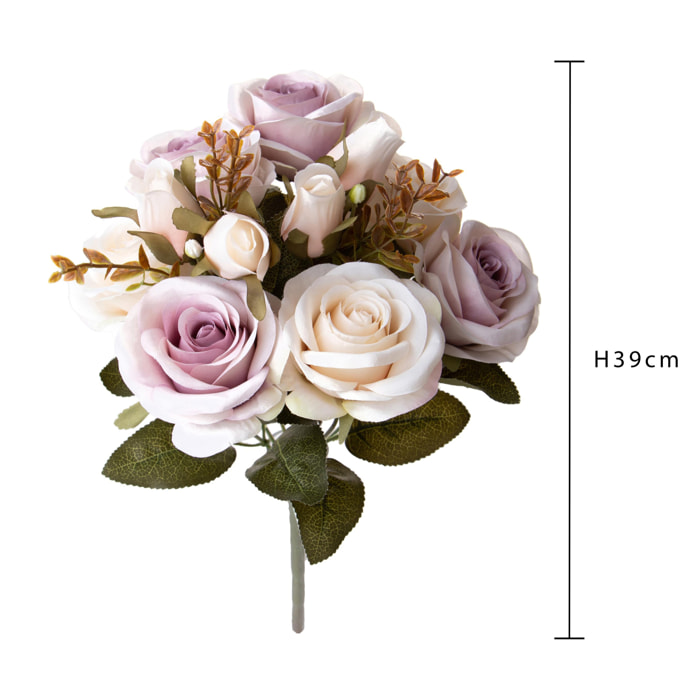 Bouquet Rose Anticato 39 Cm - Pezzi 4 - 18X39X18cm - Colore: Bianco - Bianchi Dino - Fiori Artificiali