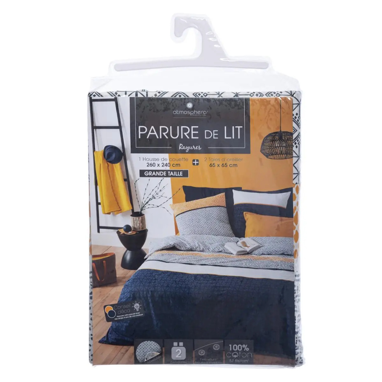 Parure de lit "Etnik rayé" coton 260x240cm