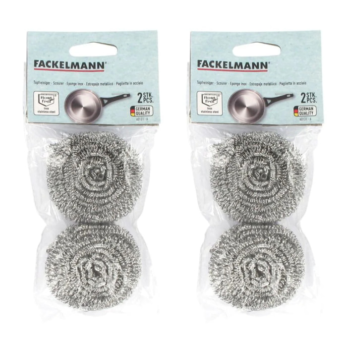 Lot de 4 éponges inox à récurer Fackelmann Tecno