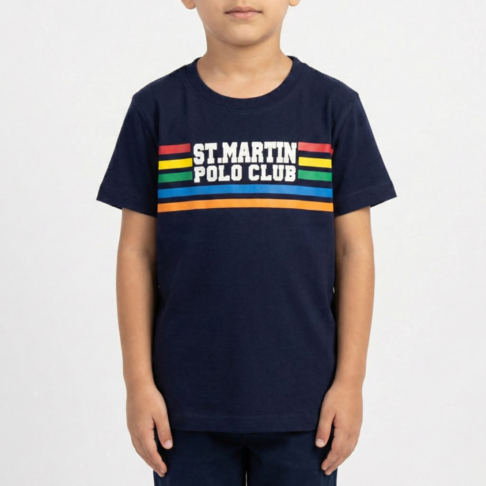 T-shirt maniche corte con stampa logo multicolor