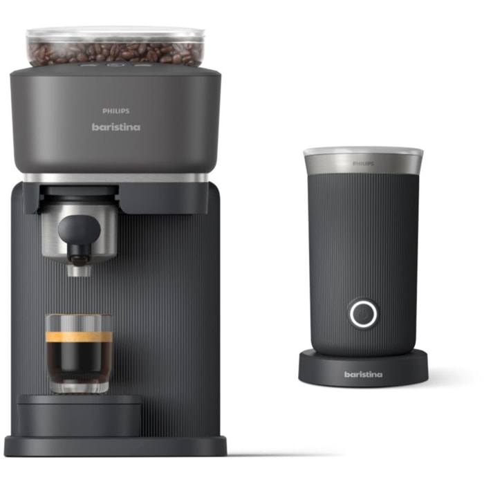 Machine à expresso PHILIPS Baristina BAR303/60 cafetière à grain Noire + mousseur à Lait