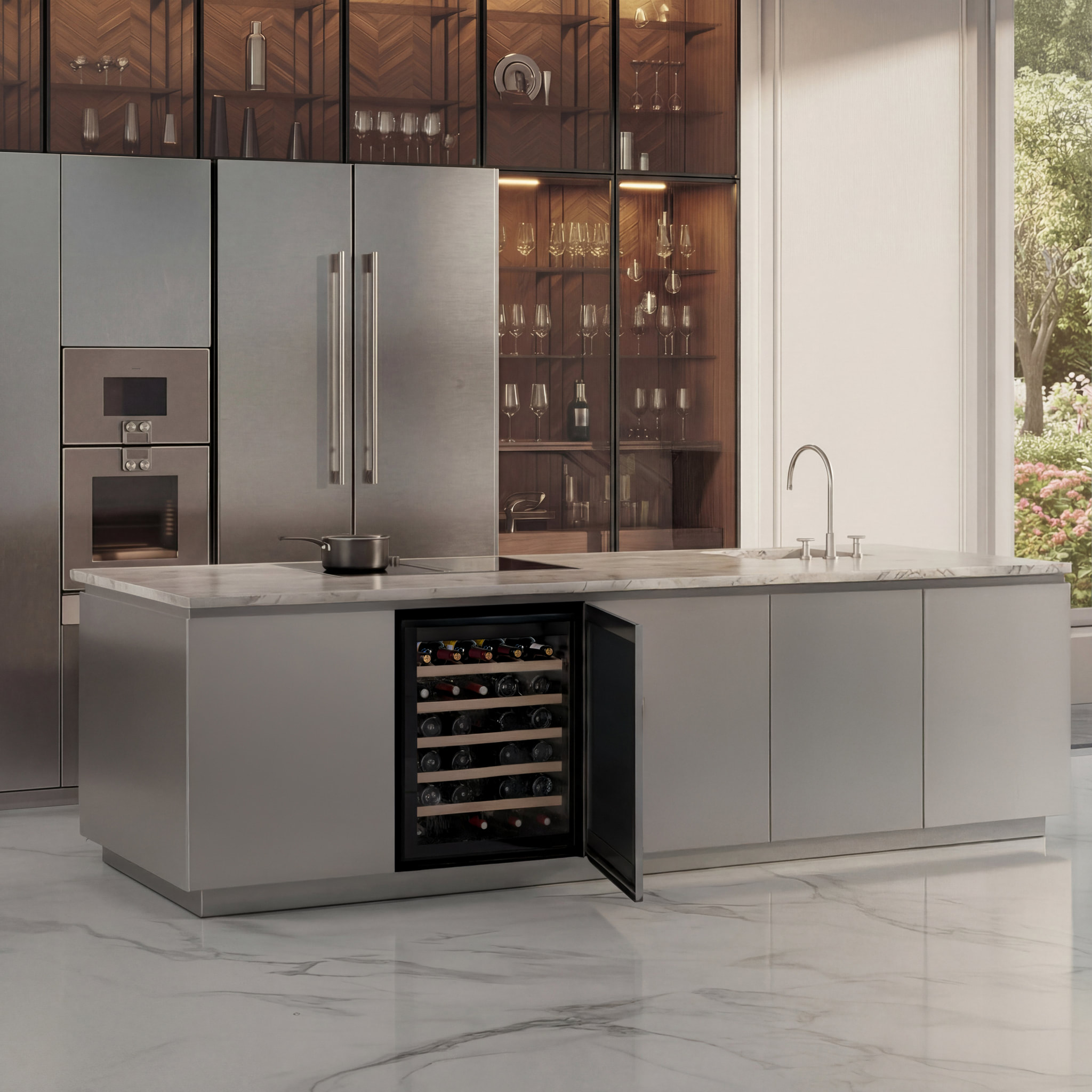 Vinoteca encastrable e integrable 48 botellas, 134 L, LES PETITS CHAMPS, temperatura regulable 5–22 °C