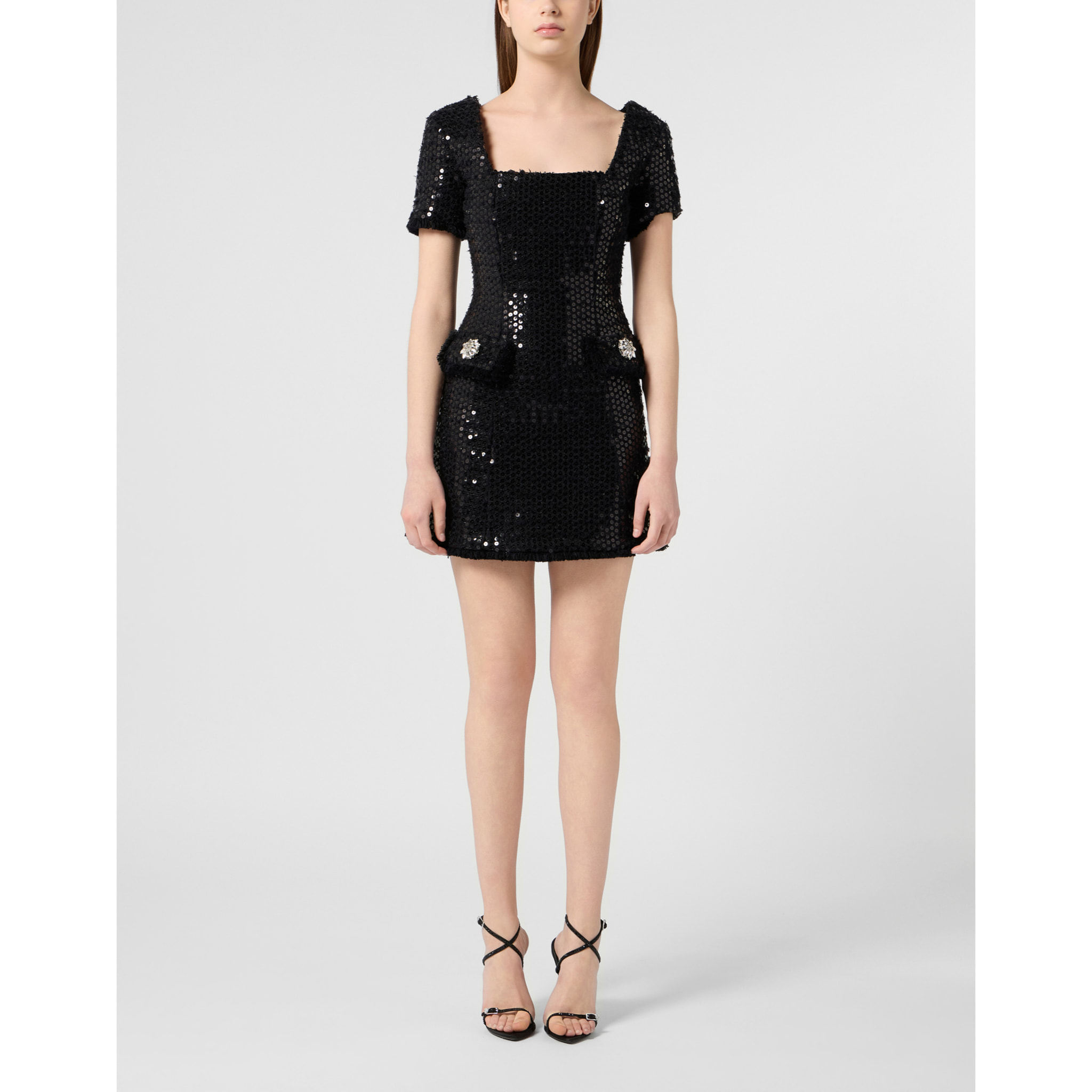 PHILIPP PLEIN Tweed Mini Dress Paillettes