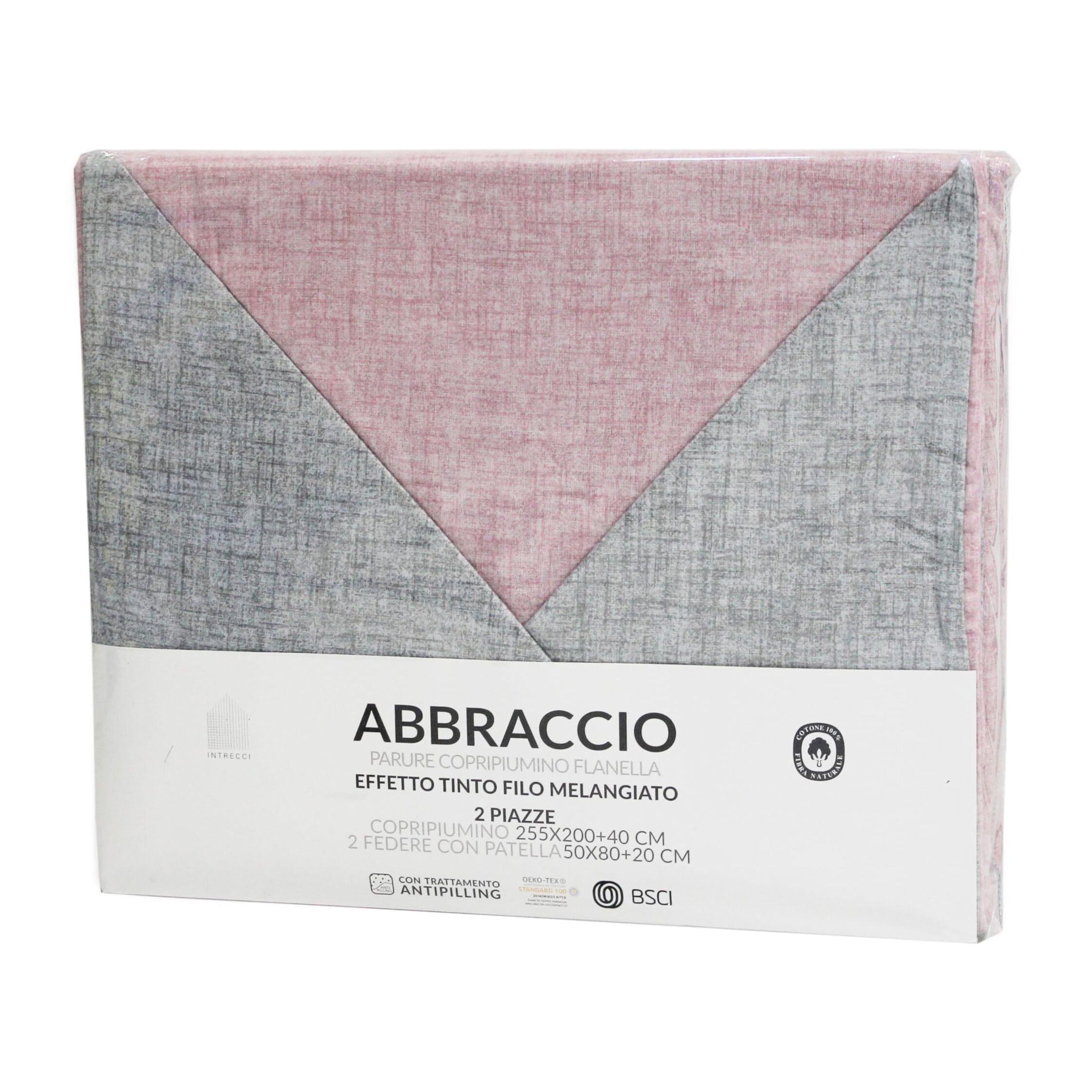 Intrecci - Set Copripiumino, 100% Flanella di Cotone, Morbido e Caldo, Sacco Copripiumino 1 Federa/e, Effetto Tinto in Filo, Double Face, Singolo