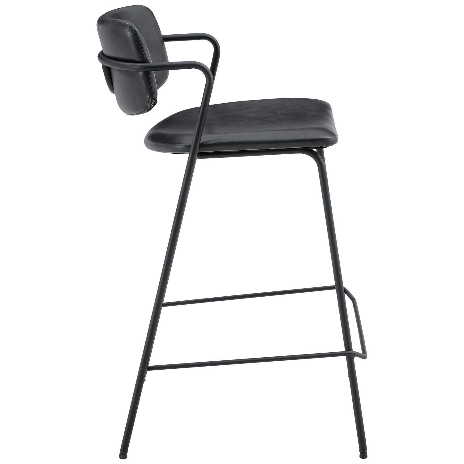 Lot de 2 tabourets de bar en simili noir LÉON
