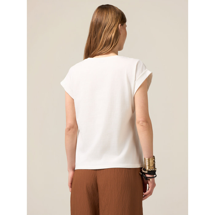 Oltre - Camiseta con corazón de ganchillo - Blanco