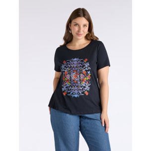 Fiorella Rubino - T-shirt con stampa maiolica - Blu