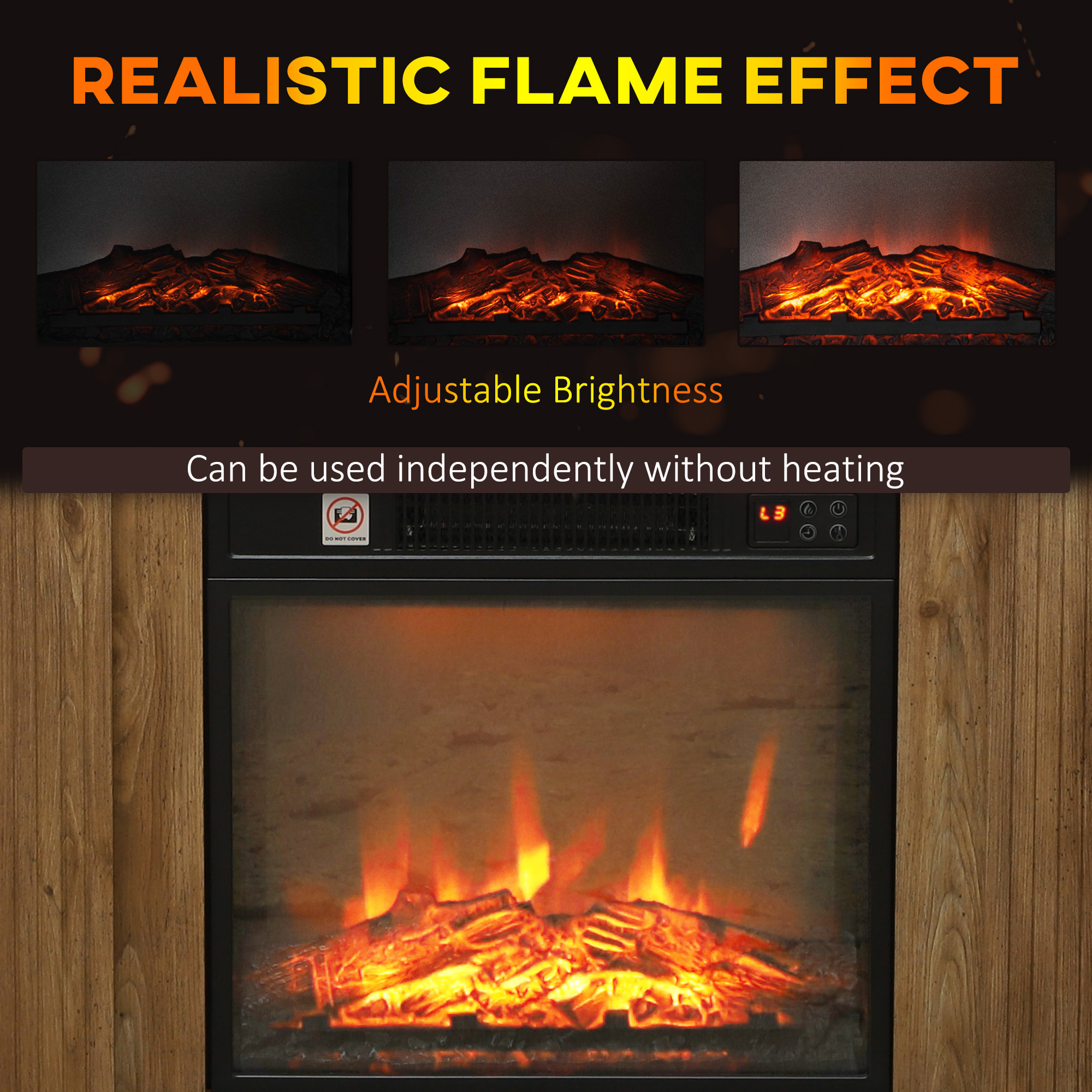 Cheminée électrique style montagnard aspect bois - niche, télécommande, timer - max. 1800W