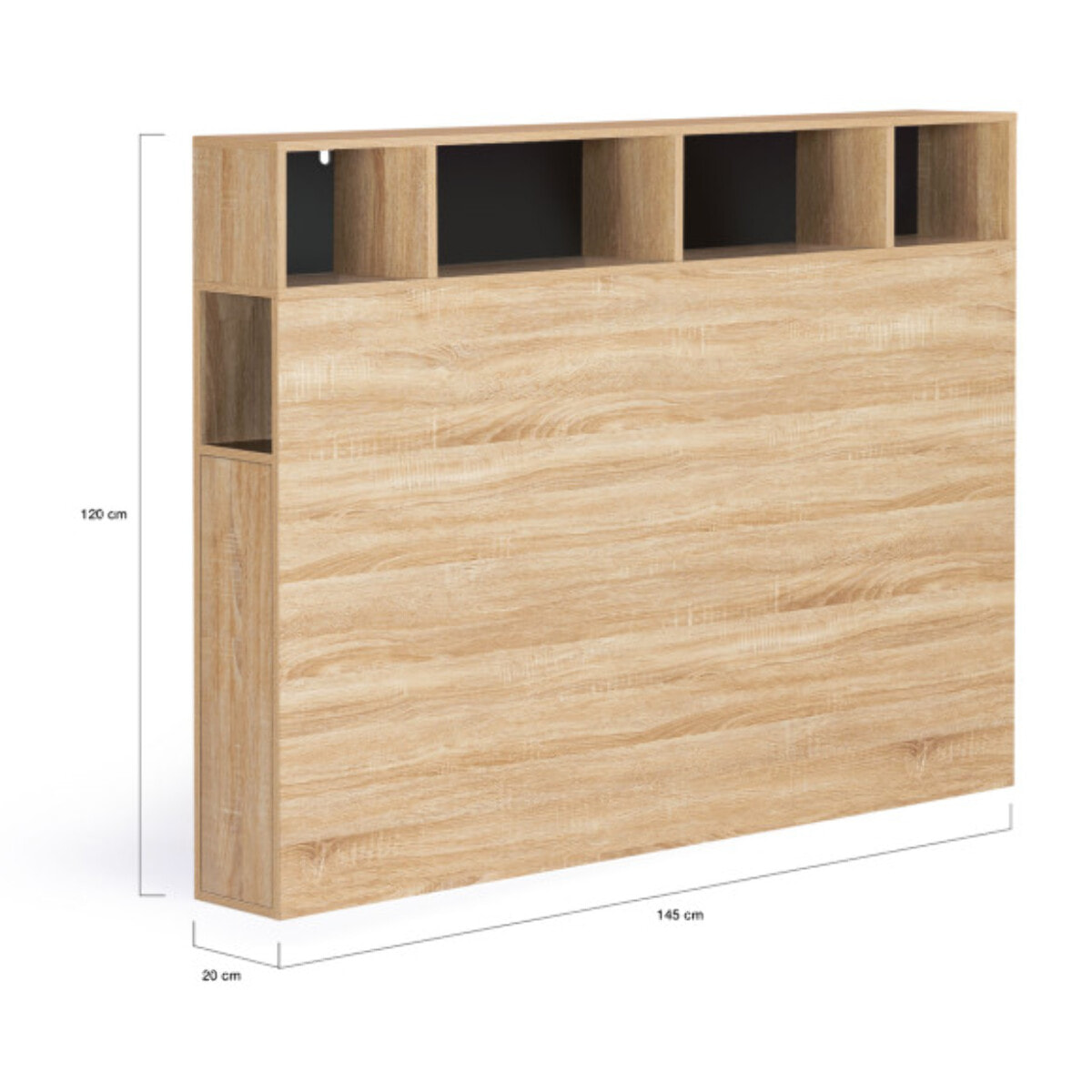 Tête de lit Léo bois et noire avec rangements 145cm
