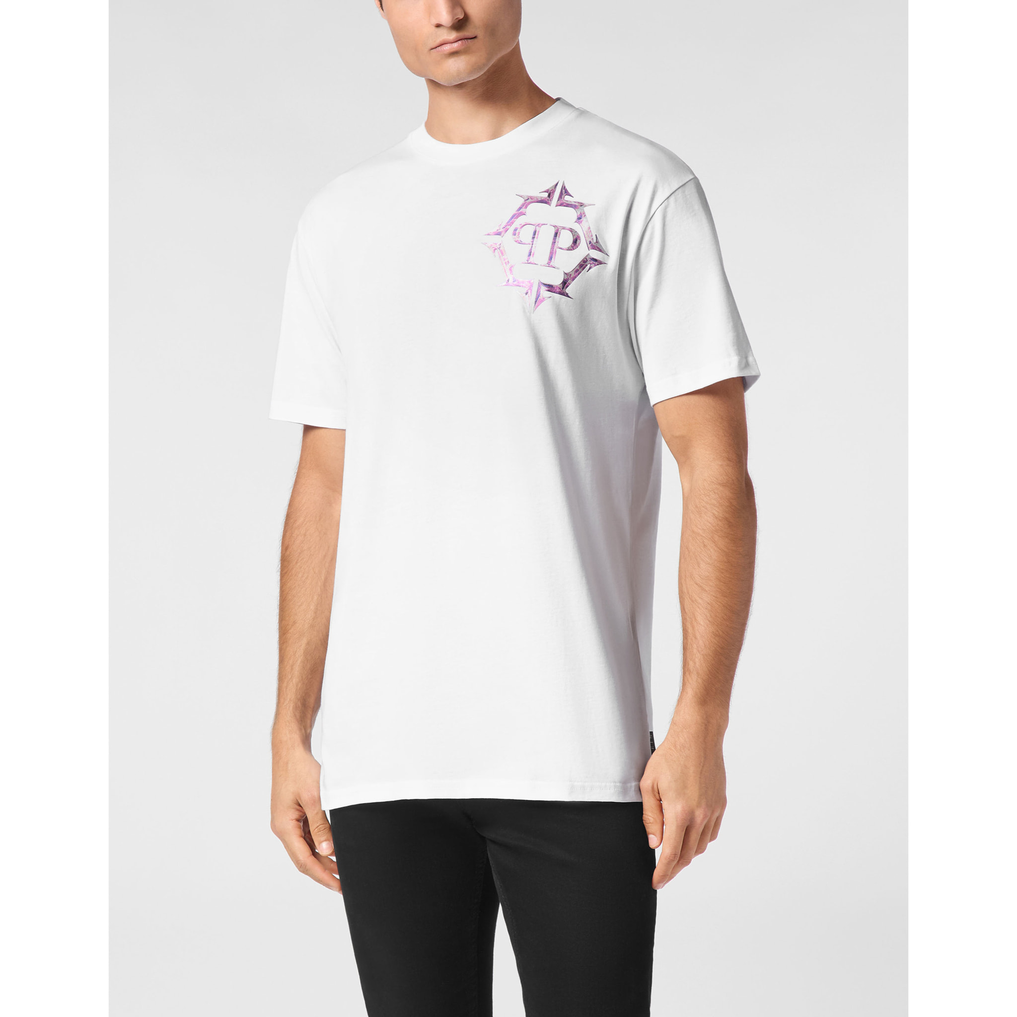 PHILIPP PLEIN Camiseta de cuello redondo y manga corta CHROME