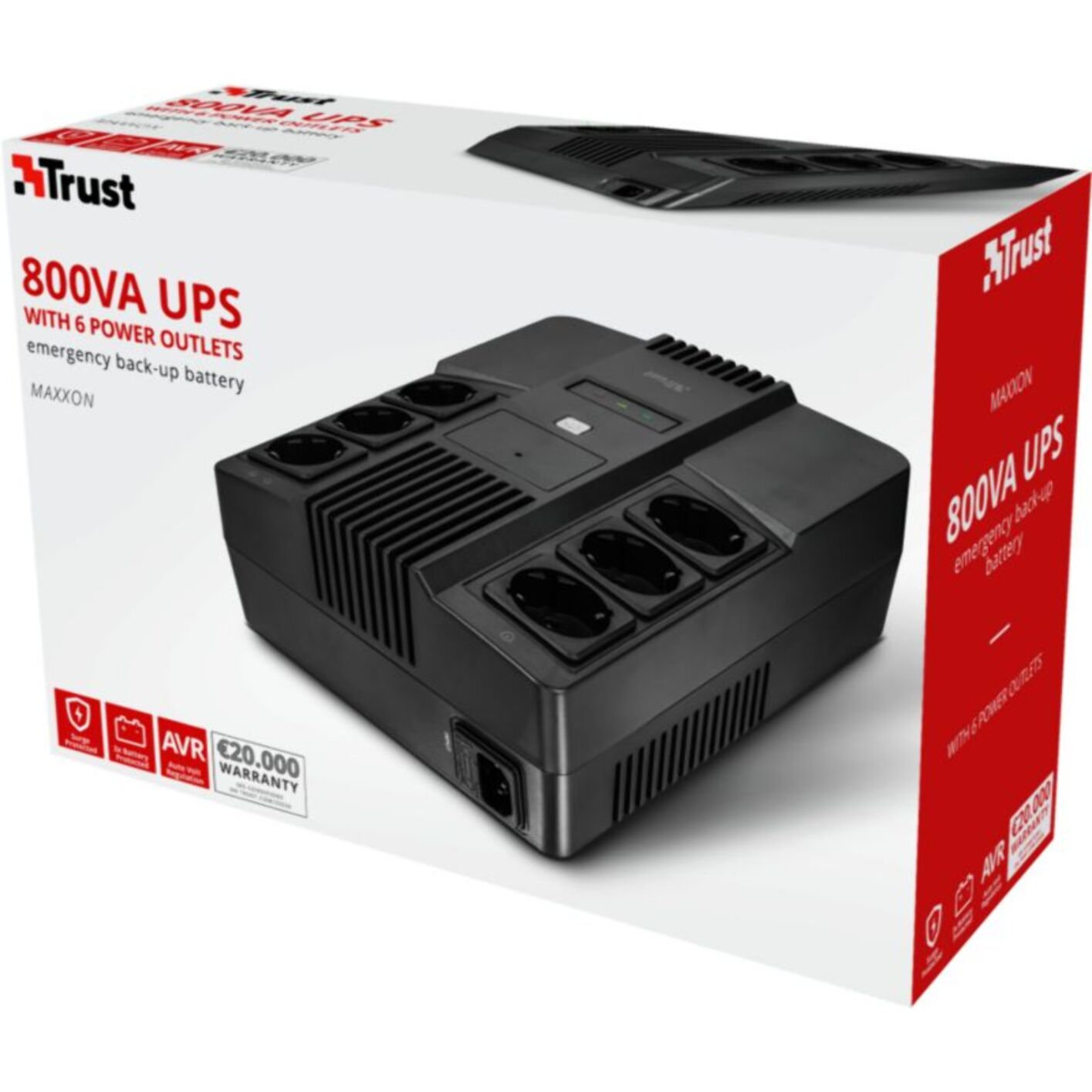 Onduleur TRUST Paxxon 800 VA 6 prises