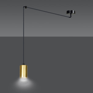 Lampada a sospensione TRAKER in acciaio nero e oro
