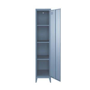 Armoire chambre enfant en acier bleu pétrole. 4 espaces de rangement. casier. L 38 x P 38 x H 180 cm