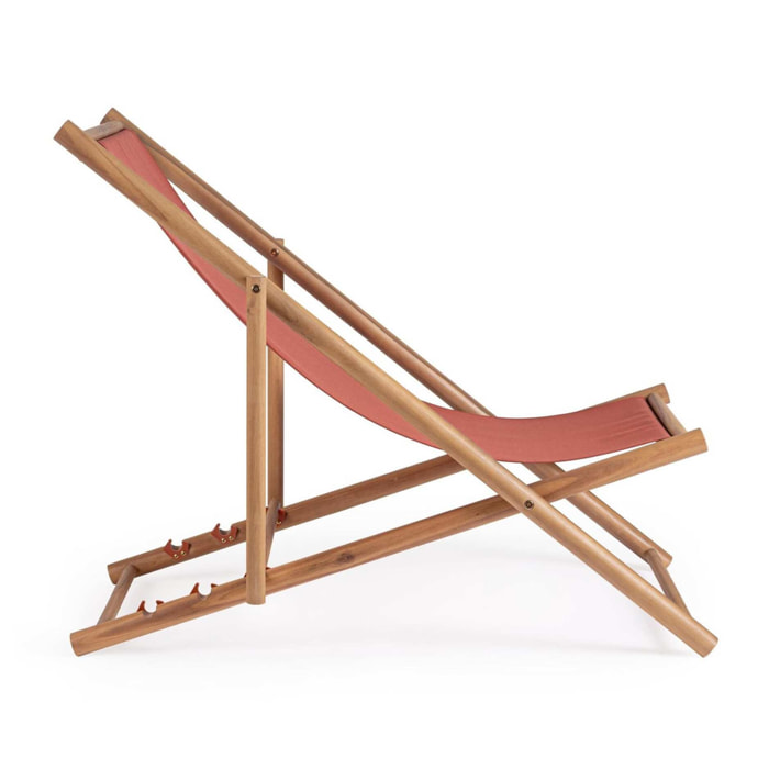 Set di sdraio MONSARAZ in legno di acacia e tessuto terracotta