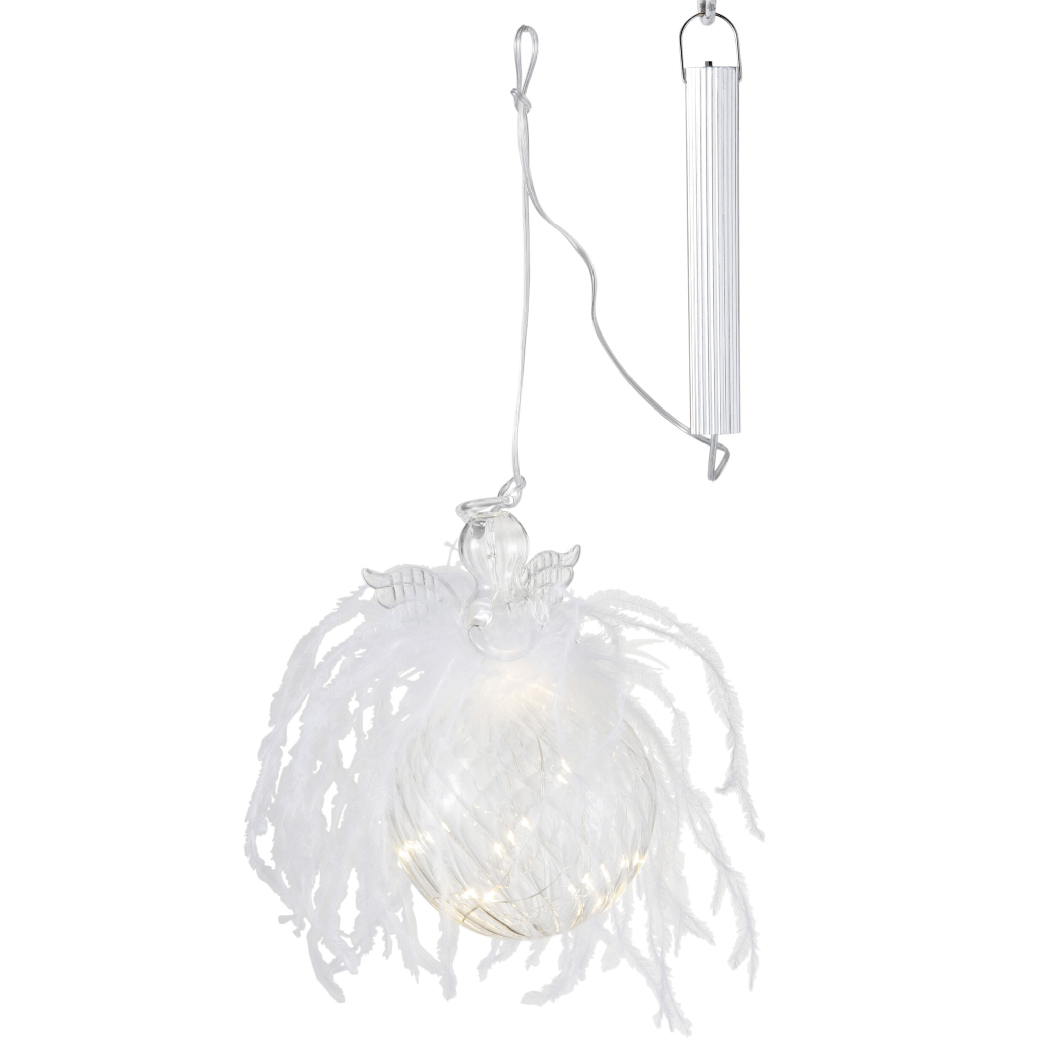 J-Line boule de Noël Ange - plume/verre - transparent - large - LED