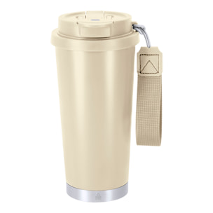 Bicchiere termico con una capacità di 500 ml in Acciaio Inossidabile Riciclato. Dispone di un doppio sistema di bevanda: apertura con chiusura ermetica e cannuccia integrata. Senza BPA.