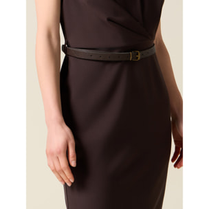 Oltre - Vestito tubino con cintura - Marrone