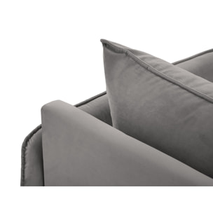 Méridienne droite "Vienna" en velours gris clair