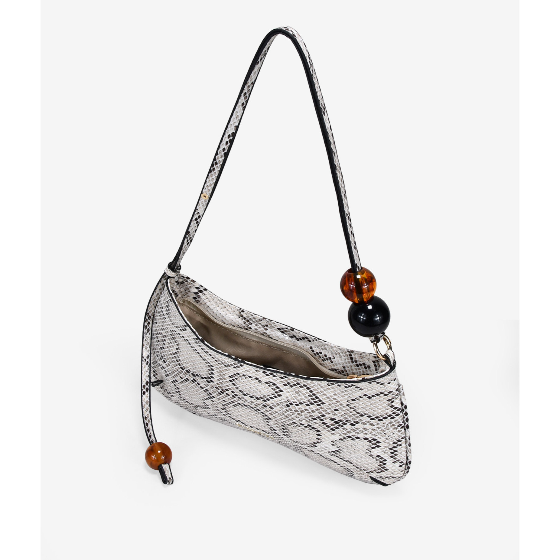 Bolso de hombro serpiente con cuentas marmoladas