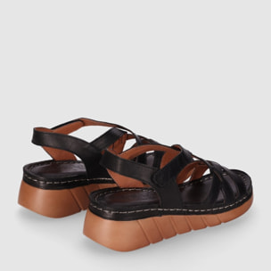 Sandalias de Piel - Negro - Tacón: 5 cm