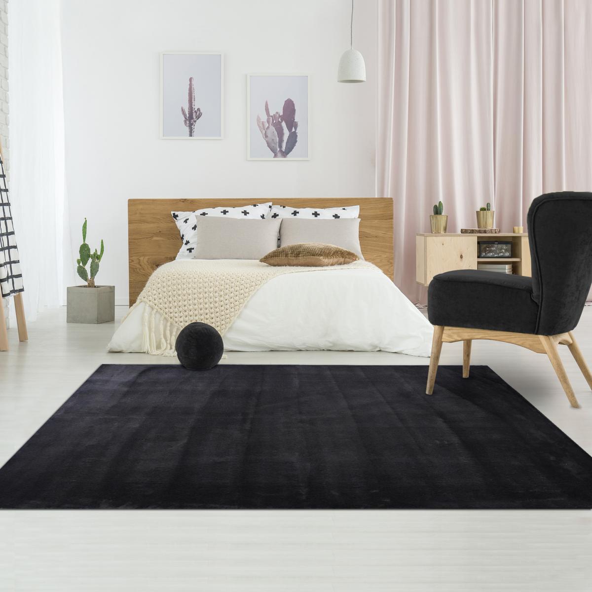 Tapis salon MITA, soft et soyeux, tapis uni à l'aspect Shaggy