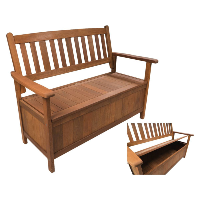 Banc de jardin 2 places avec coffre "Manille" - Mapel en Bois - Marron