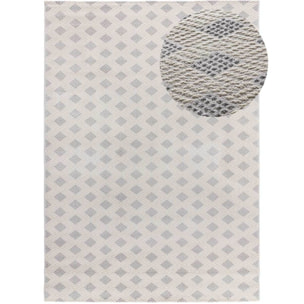 BARESA Alfombra geométrica con relieve en tonos crema y gris, varias medidas disponibles