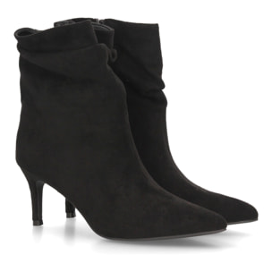 Botines de tacón fino con caña arrugada para mujer