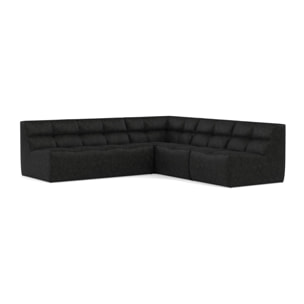 Alya - canapé modulable d'angle réversible 5 places en simili - Noir