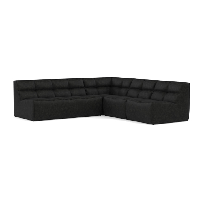Alya - canapé modulable d'angle réversible 5 places en simili - Noir