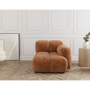 Grace - module d'assise droit en velours texturé - Rouille