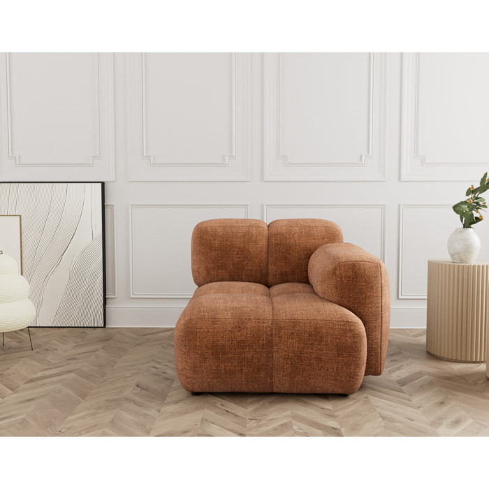 Grace - module d'assise droit en velours texturé - Rouille