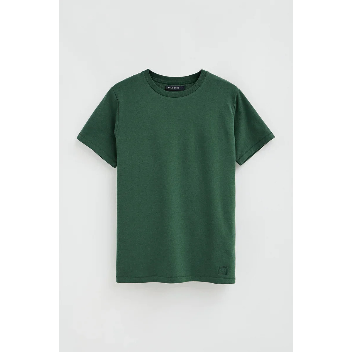 Camiseta verde botella de cuello redondo con parche Polo Club