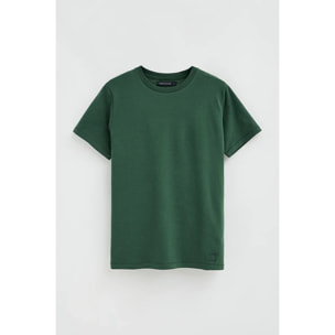 Camiseta verde botella de cuello redondo con parche Polo Club