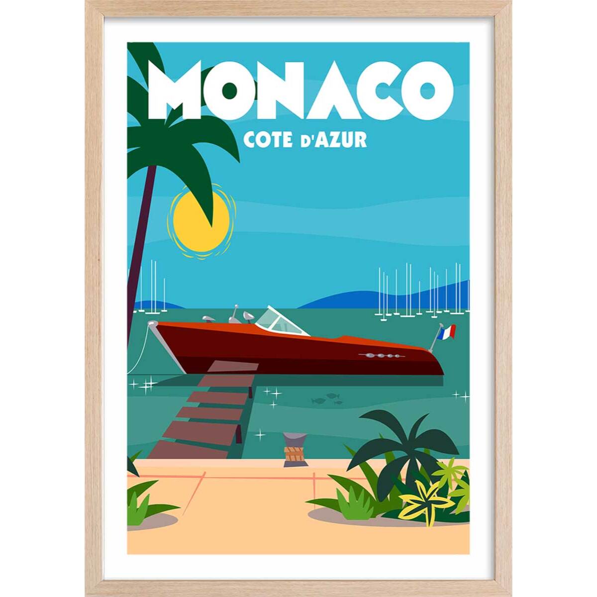 Poster de monaco dream Affiche + cadre en bois - Chêne