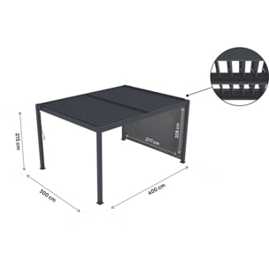 Pergola bioclimatique avec led et store en aluminium "Windsor premium" - 3 x 4 m - Gris