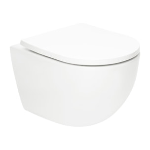 Cuvette WC suspendu sans bride Vortex - fixations invisibles - abattant frein de chute - blanc (SATFUS010RTORP)