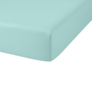 Drap Housse Coton 57fils Uni - Bonnet 35cm Turquoise