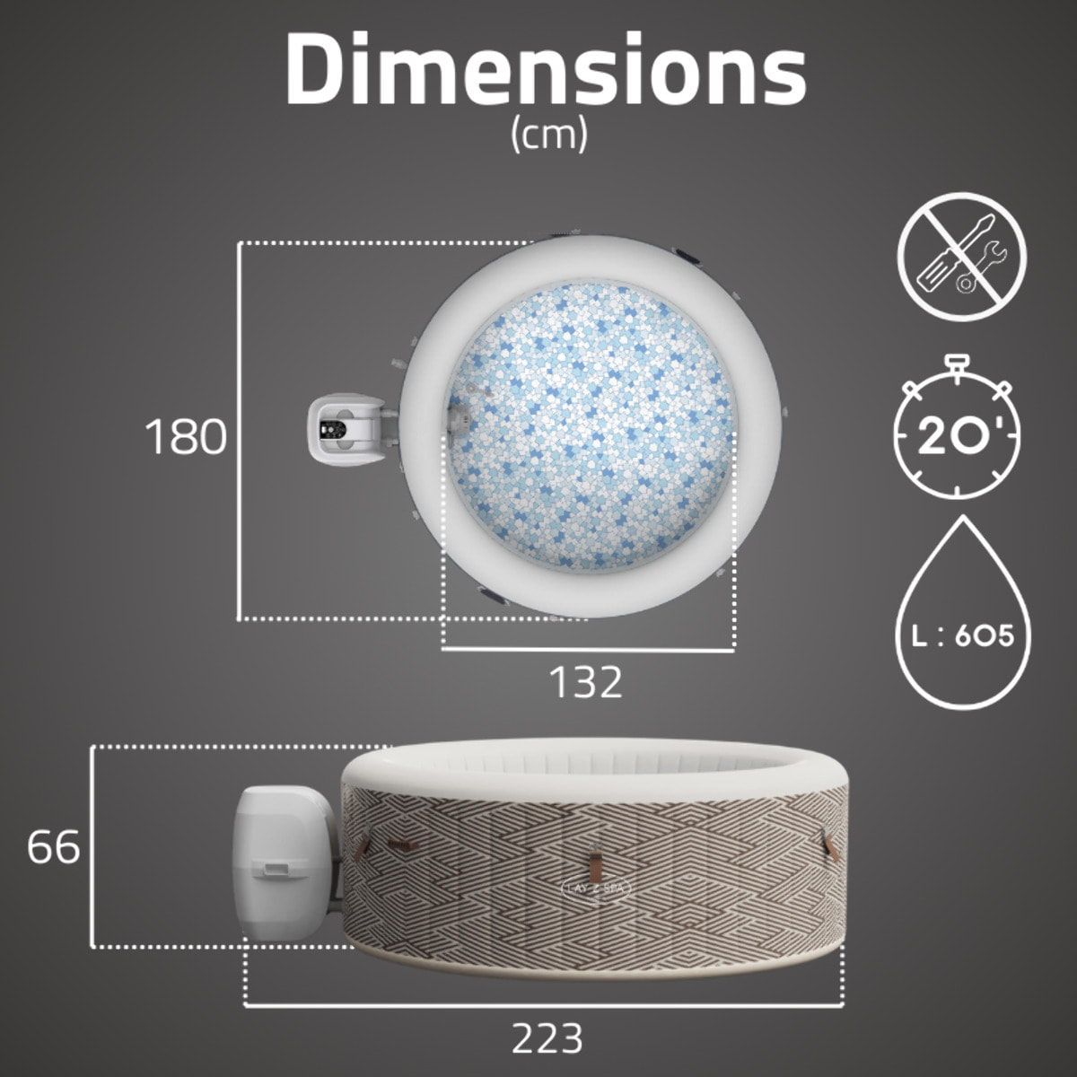 Bestway Spa gonflable rond Lay-Z-Spa Madrid AirJet avec WiFi 2-4 personnes