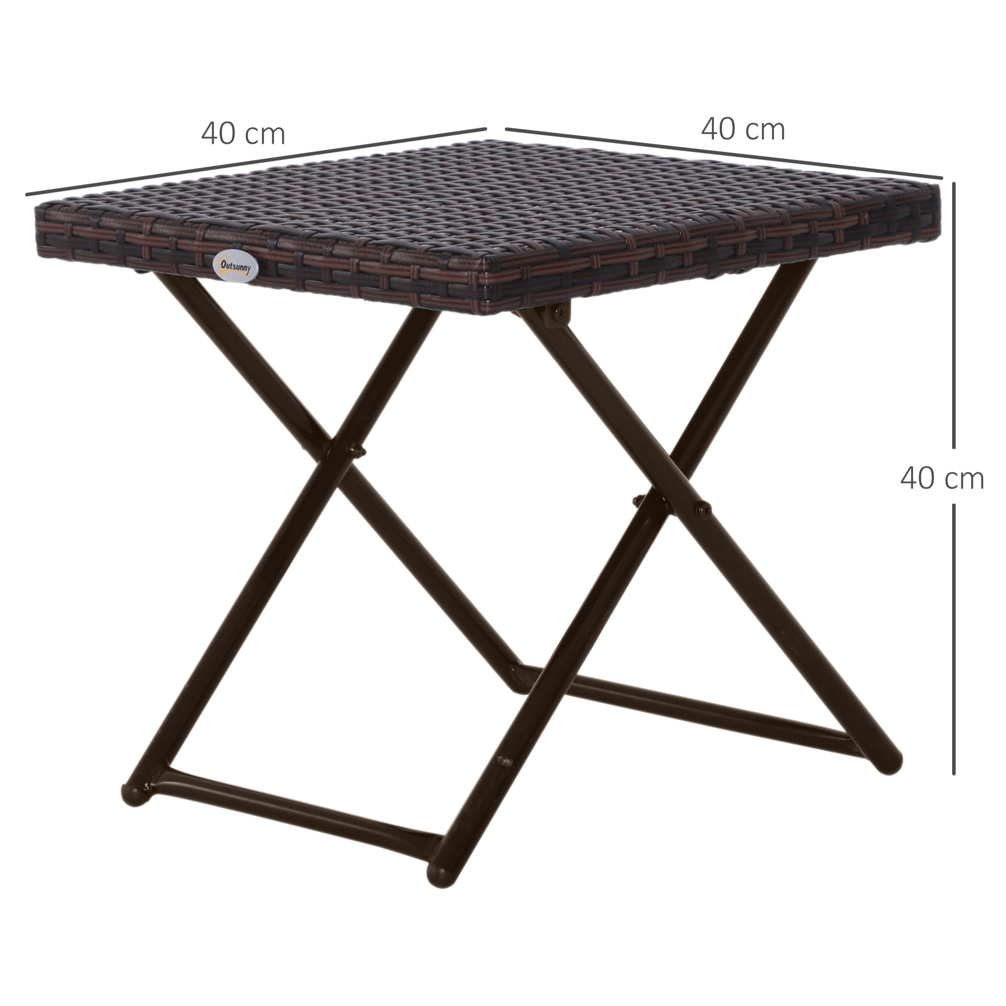 Mesa Plegable para Jardín Terraza Patio Ratán y Acero con Patas Cruzadas Marrón